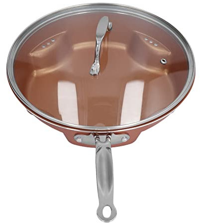 Padella con Coperchio in Vetro, Padella Elettrica in Alluminio, Padella per Friggere Antiaderente, Padella per Cottura Portatile, Strumento di Cottura Multifunzione per Hoem, Cucina, Ristorante