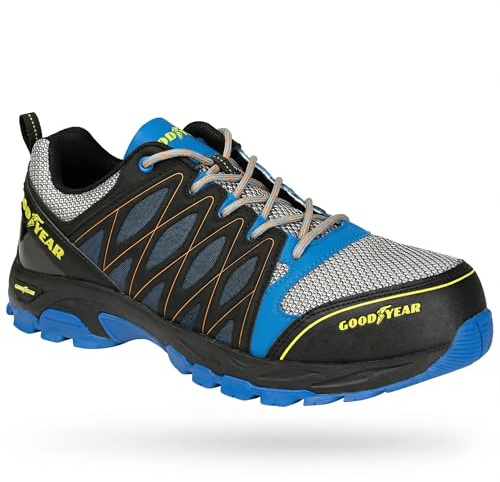 Goodyear Men’s Safety Shoes S1P SRA HRO Safety Rated Workwear Metal Free Lightweight Breathable Comfortable Work Trainers (Blue/Black, 12 UK)