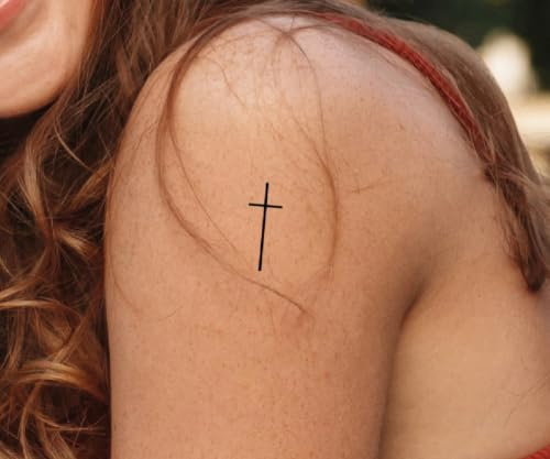 Kleines Kreuz - Forever Never® | Temporäre Tattoos für Erwachsene - Hält bis zu 2 Wochen | vegan, wasserfest, EU-zertifiziert