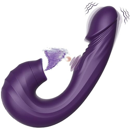 Sumeber Vibratoren für sie Klitoris und G-punkt, Silikon Zungenlecken und Saugen Vibrator mit Klopfen, 3 in 1 Dildo mit 10 Vibrationsmodi und 5 Pulsationsmodi Sexspielzeug für Frauen