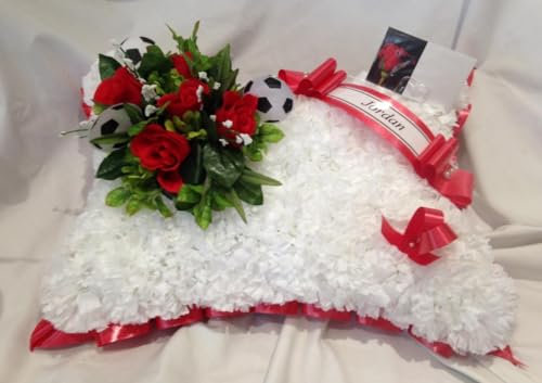Silky Bouquets Pillow Silk Funeral Flower Football Tribute Artificial Wreath Memorial Grave Floral Tribute
