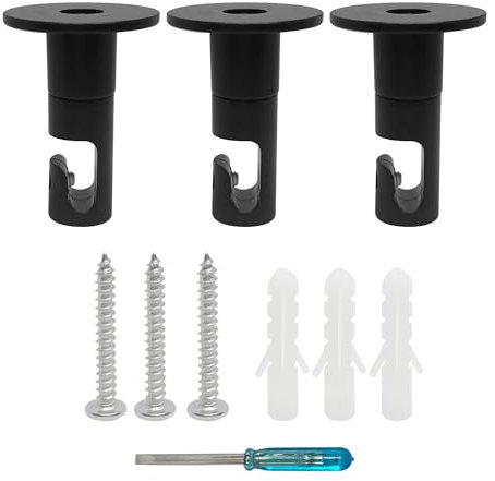 smartect Decentratore da Parete e Soffitto per la suspensione dei Cavi [3 Pezzi, Nero] Gancio da soffitto con viti e tasselli, Supporto in superficie per il tuo progetto fai-da-te