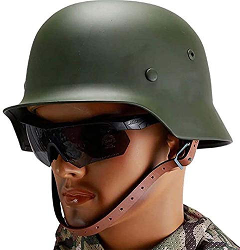 Agashi Ww2 German Army M35 M1935 Stahlhelm, Armee-Fan-Film- Und Fernseh-Requisiten, Krawallschutz-Imitationshelme Für Film-Requisiten, Militärische Rollenspiele, Cs-Spiele/Green/L