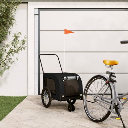 ZEYUAN Fahrradanhänger Hunde Schwarz Oxford-Gewebe und Eisen, Fahrrad Anhänger, Lastenanhänger, Handwagen, Fahrrad-lastenanhänger, Lastenfahrrad - 94024