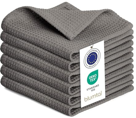 Blumtal® Geschirrtücher 30x30 cm - 10er Set aus 100% Baumwolle - Waschbar bei 60 °C - Grau