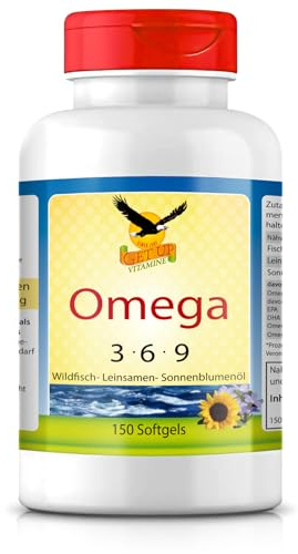 Get UP® Omega 3-6-9 Komplex | 150 Softgel-Kapseln je 1000 mg Öle mit EPA, DHA & ALA als Triglyceride | Fischöl, Leinöl, Sonnenblumenöl | bioverfügbar, laborgeprüfte Qualität…