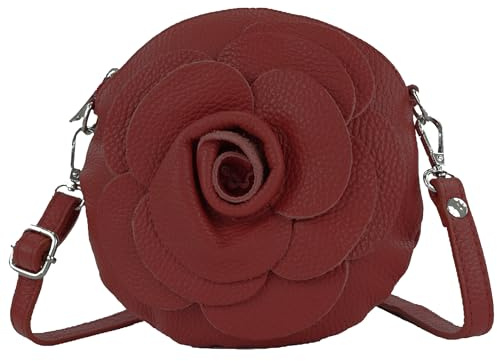 modamoda de T225 Damen Leder Umhängetasche Abendtasche Clutch Blüte Klein, handmade in Italy