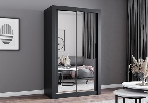 Fabryka Mebli Idźczak Kleiderschrank mit Spiegel - Schwebetürenschrank - Schlafzimmerschrank - 64 x 120 x 215 cm - Wohnzimmerschrank - Garderobenschrank, Schrank mit Zwei Türen, modern - Imoebel24