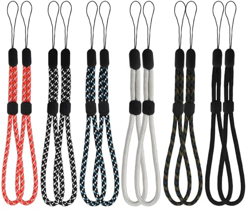 Dokeno 12 Pezzi Cordino da Polso a Mano Cordino da Polso Regolabile in Nylon Lacetti da Polso Telefono Corto Cordino da Polso Cinturino da Polso per Torcia Telefono Cellulare USB Chiavi (6 Colori)