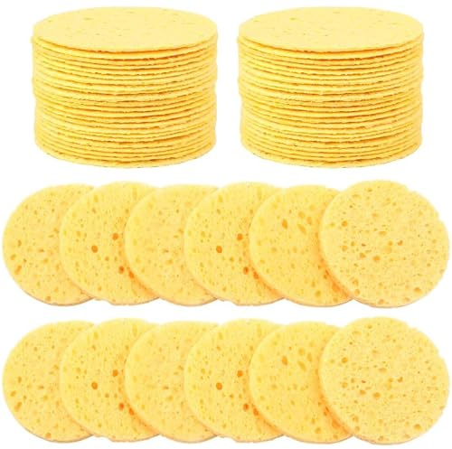 50 Count Compressed Facial Sponges, Cellulose Facial Sponges for Daily Cleansing, Compressed Face Sponge, Face Washing Sponge for Facial Cleansing Exfoliating Mask Makeup Removal