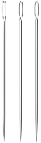 Upholstery Needle, 3 Pcs 12 Inch 3mm Large Eye Sewing Needles, Delicate Darning Needle, Suitable for Home Hand Sewing Crafts Projects Doll Making Tufting Hand Sewing Needles