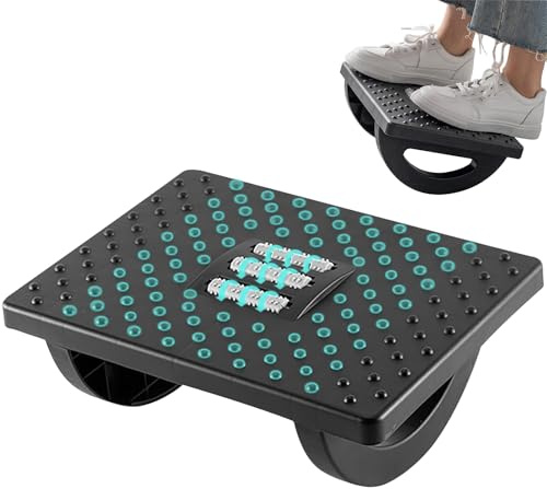 Cnwinu Fußhocker,Komfortable Fußstütze Schreibtisch,Ergonomische Fussstütze unterm Schreibtisch mit Rollenmassage,Fußablage schreibtisch für ultimativen Bürokomfort (Schwarz)