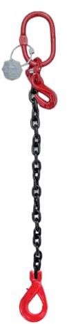 Grade 80 1-Leg Chain Sling 7MM With Self Locking Hook Lifting WLL 1.5T + Shorteners Auto Hook (2 Metre EWL)
