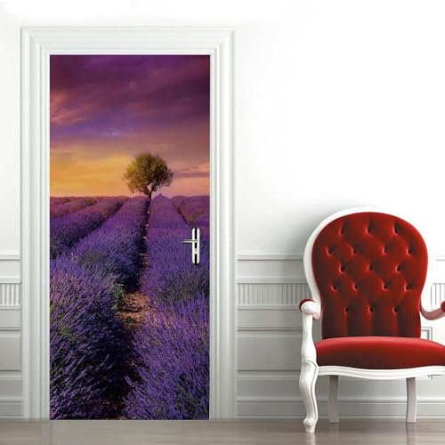 3D Türtapete Selbstklebend Pastorale Blumenlandschaft 80 X 200 Cm Diy Wandbild Pvc Wasserdicht Pvc Türtattoos Türposter Türaufkleber Fototapete Türfolie Für Tür,Wohnzimmer,Schlafzimmer-74677999486083