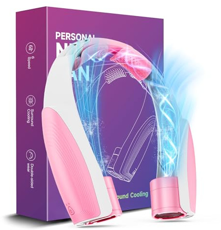 AI - Ventilatore portatile da collo con 6 potenti velocità, 8000 mAh, a batteria, ricaricabile USB-C, ventilatore da collo a 360° a mani libere, girevole, ultra silenzioso, per donne, madre, ufficio