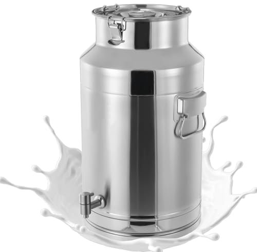 Adima 304 Pot à lait en acier inoxydable Conteneur de rangement pour lait et vin Boîte de Transport de Lait Carafe de transport pour liquide 15L/20L/28L,20L