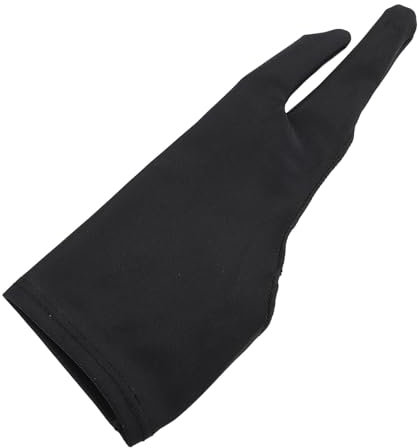 PUNELE Gants d'art, gants de dessin à 2 doigts pour l'art numérique, gants à comprimés graphiques, noirs, main droite et gauche, élasticité lisse, respirants (S)