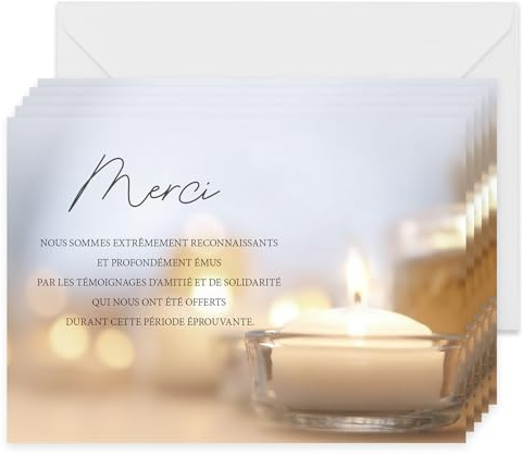 FloraVigo - Tarjeta de condolencia (50 unidades, 50 sobres blancos, tarjetas de agradecimiento por duelo, condolencias por muerte, funeral o funeral, tamaño A6 (14,8 x 10,5 cm)