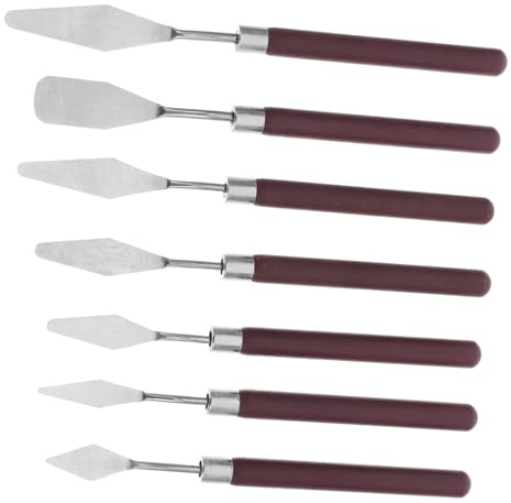 jojofuny 7stücke Holz Ölgemälde Schaber Öl Malerei Rakel Malerei Schaber Halter Und Malerei Schaber Edelstahl Palette Messer Edelstahl Palette Messer Palette Öl Leinwand