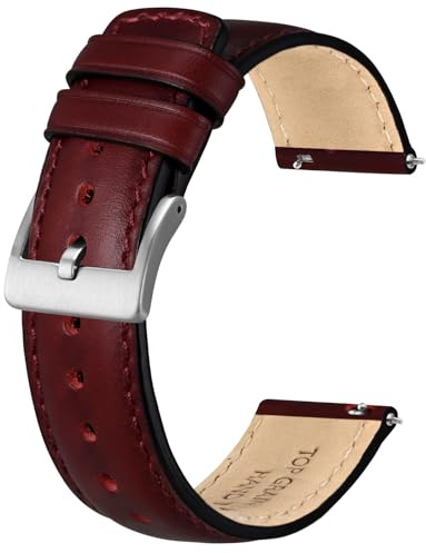 BISONSTRAP Leder Armband für Damen und Herren, Öliges Pull-Up Leder, Schnellverschluss Uhrenarmband, Armbandbreite 18mm 20mm 22mm