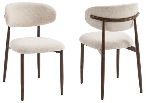 Criks Lot de 2 chaises de salle à manger Celia marron noyer (beige noyer)