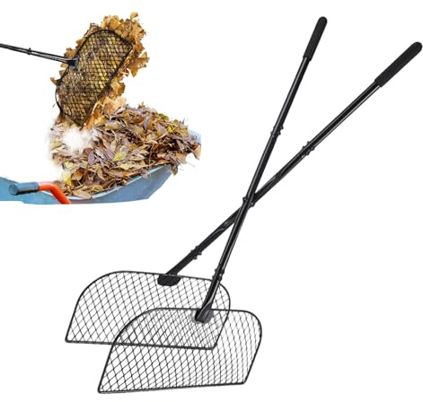 Bladräfsa, långt halkfritt metallhandtag för skörd | robust lövskörd räfsa, för utomhus gräsmatta trädgård uteplats passage väg trädgårdsarbete ogräs