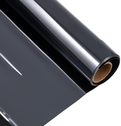 Blackout Window Film, Black Out Window Film Privacy for Glass Windows, 100% Total Black Out Day and Night, Blackout Glass Sticker Cover for Bedroom, Light Blocking UV Protection