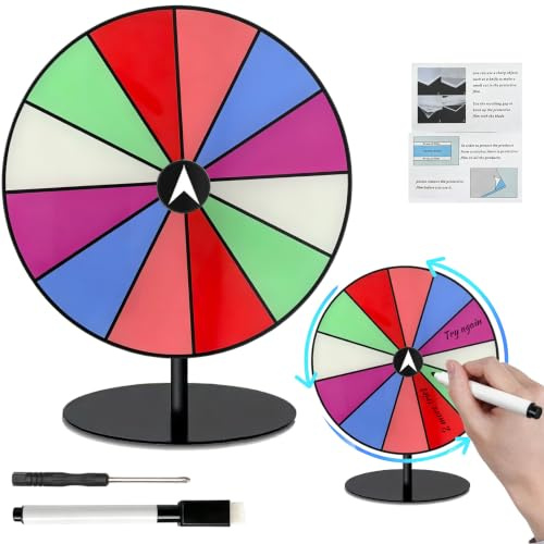 Fancysky Fortune-hjul 20 cm, individuellt beslutsfattande hjul | Hjul i akryl med raderbar markör, skapa personliga spel för fester, barer och evenemang