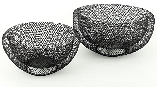 levandeo 2 st. skålset om 2 metall 3D-effekt svart 24 cm och 28 cm rund skål dekorativ skål skål dekorativ skål
