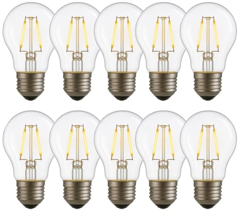 NCC-Licht 10 x LED Filament Leuchtmittel 2W = 25W 250lm E27 klar warmweiß 2700K