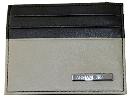 Armani Jeans Kreditkartenetui im Geschenkbox Leder 06V3B schwarz-grau