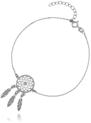 LillyMarie Feines Traumfänger-Armband Aus Rhodiniertem Sterlingsilber Mit Kristall