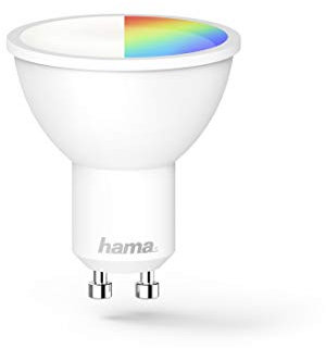 Hama GU10 Wi-Fi LED-Lampe, 4,5W (ohne Hub, dimmbar, gesteuert via Alexa/Google Home/App, 2,4GHz, 2700K/warmweiß/RGB-Farben) WLAN Lampe, Echo/Echo Dot/Echo Spot/Echo Plus/Echo Show kompatibel 87141 Bunt