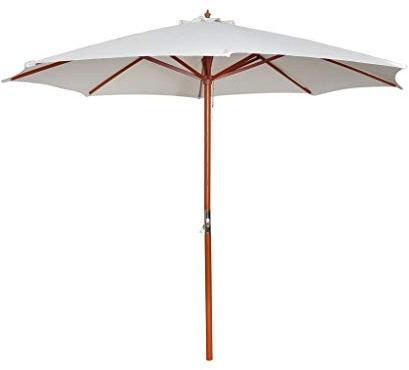 Tidyard Parasol sur Pied Toile/Parasol Plage Blanc 258 cm