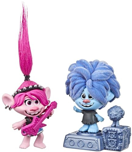 DreamWorks Trolls World Tour Rock City Bobble with 2 Figures, 1 with Bobble Action Plus Base, Toy Inspired by The Movie Trolls World Tour