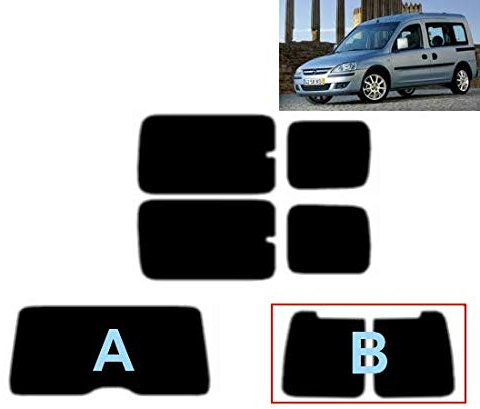 Passgenaue Tönungsfolie für-Opel Combo Tour 2002-2011 Heck/Seitenscheiben (05% Tiefschwarz, A)