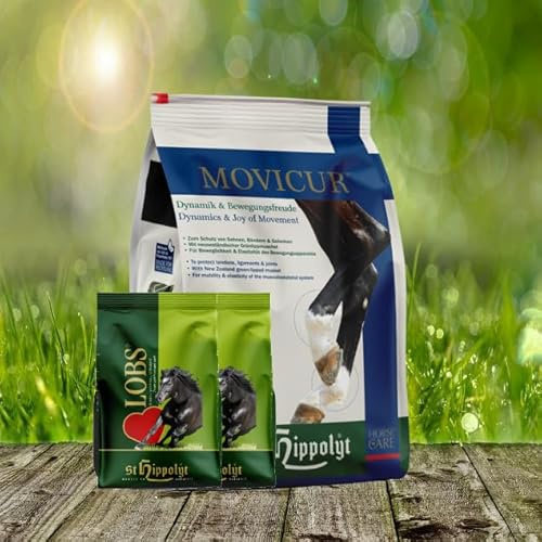 St. Hippolyt Movicur 5 kg – Gelenkunterstützendes, natürliches Ergänzungsfutter für Vitale Pferde + 2 x 1 kg Belohnungs-Lobs