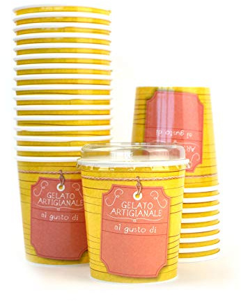 Alcas PZ 25 Barattolo CC 500 + PZ 25 Coperchio Barattolo in Carta Termico VASETTO per Gelato E Yogurt Ice Cream