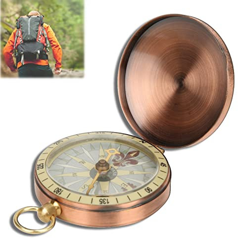 VBESTLIFE Tragbarer Vintage Retro Kupfer Flip Cover Kompass für Camping Wandern Bootfahren