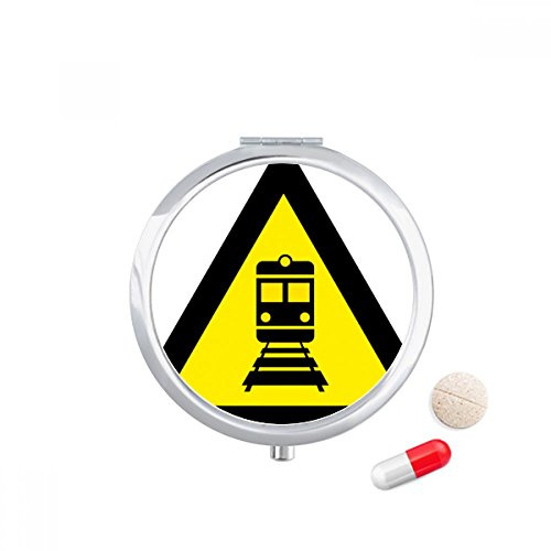 Warning Symbol Yellow Black Train Triangle Pill Case Pocket Medicine Storage Box Container Dispenser