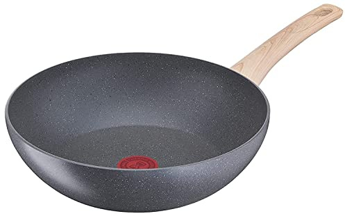 Tefal Wok-Pfanne, Natural Force, 28 cm, einfache Reinigung, Mineralia+ Antihaftbeschichtung, natürliche Mineralien, Thermosignal, gesundes Kochen, Pommes Frites umrühren, sicher, hergestellt in