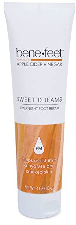 Benefeet Sweet Dreams Overnight Foot Repair - Night Cream for Detox, Moisturize & Soften Dry Cracked Skin, With Apple Cider Vinegar, Turmeric & Borage Oil, 4oz