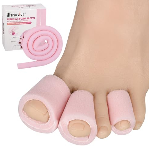 Ultrassist Zehenschutz mit Überlappung, kleine Größe, 1,6 cm Innendurchmesser, 91,4 cm Rolle, Schwamm-Zehenschutz für Blasen, Ballenzehen, Hühneraugen
