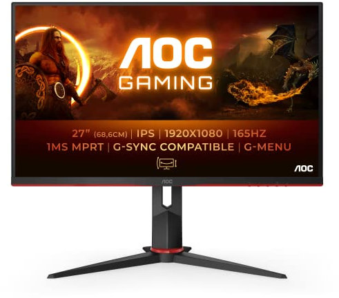 AOC Gaming 27G2SPU - 27 Zoll FHD Monitor, 165 Hz, 1 ms, FreeSync Premium (1920x1080, HDMI, DisplayPort, USB Hub) schwarz/rot