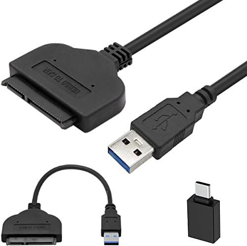 Xiatiaosann USB 3.0 vers SATA Adaptateur pour disque dur SSD 2,5, Câble de Conversion de Pilote Dur 2,5 Pouces et SSD, Compatible avec Windows, MacOS, Linux