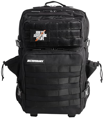 ELITRAINX Zaino tattico militare impermeabile da 25 litri per sport, cabina di aereo, palestra, attività all'aperto, cross training (nero)