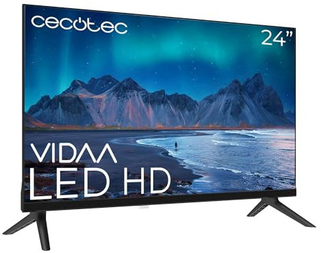 Cecotec Smart TV, Televisor LED de 24 Pulgadas Resolución HD A5 Series ALH50024. Smart TV VIDAA, Sistema Dolby Audio, WiFi Integrado, Salida de Auriculares, Chromecast, 3 HDMI y 2 USB