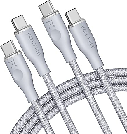 VOLTME USB C Kabel 100W, 2 Stück Schnellladekabel USB C auf USB C, PD3.0 Nylon Ladekabel 1,80m lang Kompatibel mit iPhone 16 Pro Max 15 16e iPad MacBook Galaxy S24 Ultra Huawei Pixel Switch, Grau