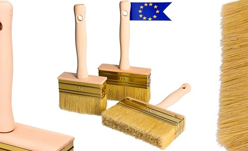 ToolSpace 3X Quast Set 90/110/130 mm Flächenstreicher Deckenbürste Kleisterbürste Fassadenpinsel Holzgriff Lasur- 3er-Set Tapetenpinsel Tapetenkleister Tapezierbürste zum Grundieren Tiefengrund