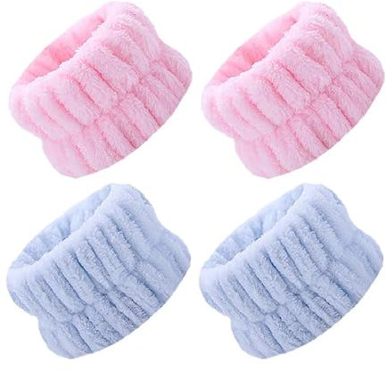 4 Pieza Correa de Lavado de Muñeca para SPA, Muñequera de Lavado, Bandas de Muñeca Faciales, Bandas de Muñeca Transpirables, Bandas de Muñeca Absorbentes de Agua, Muñequera Ajustable, Para Niña Mujer